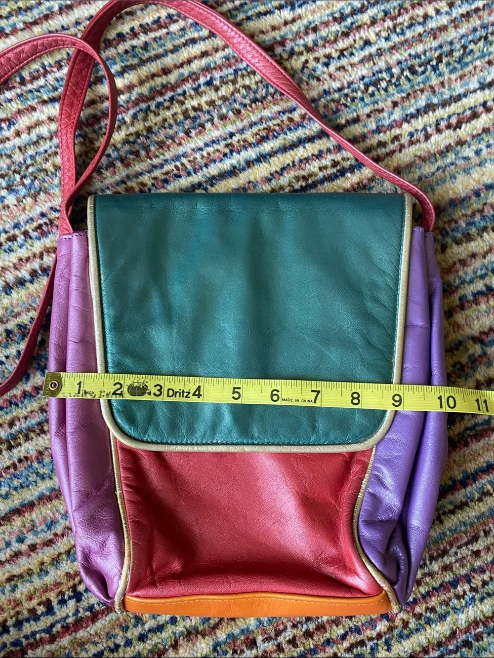 Vintage 1980s Colorblock Leather Crossbody Bag